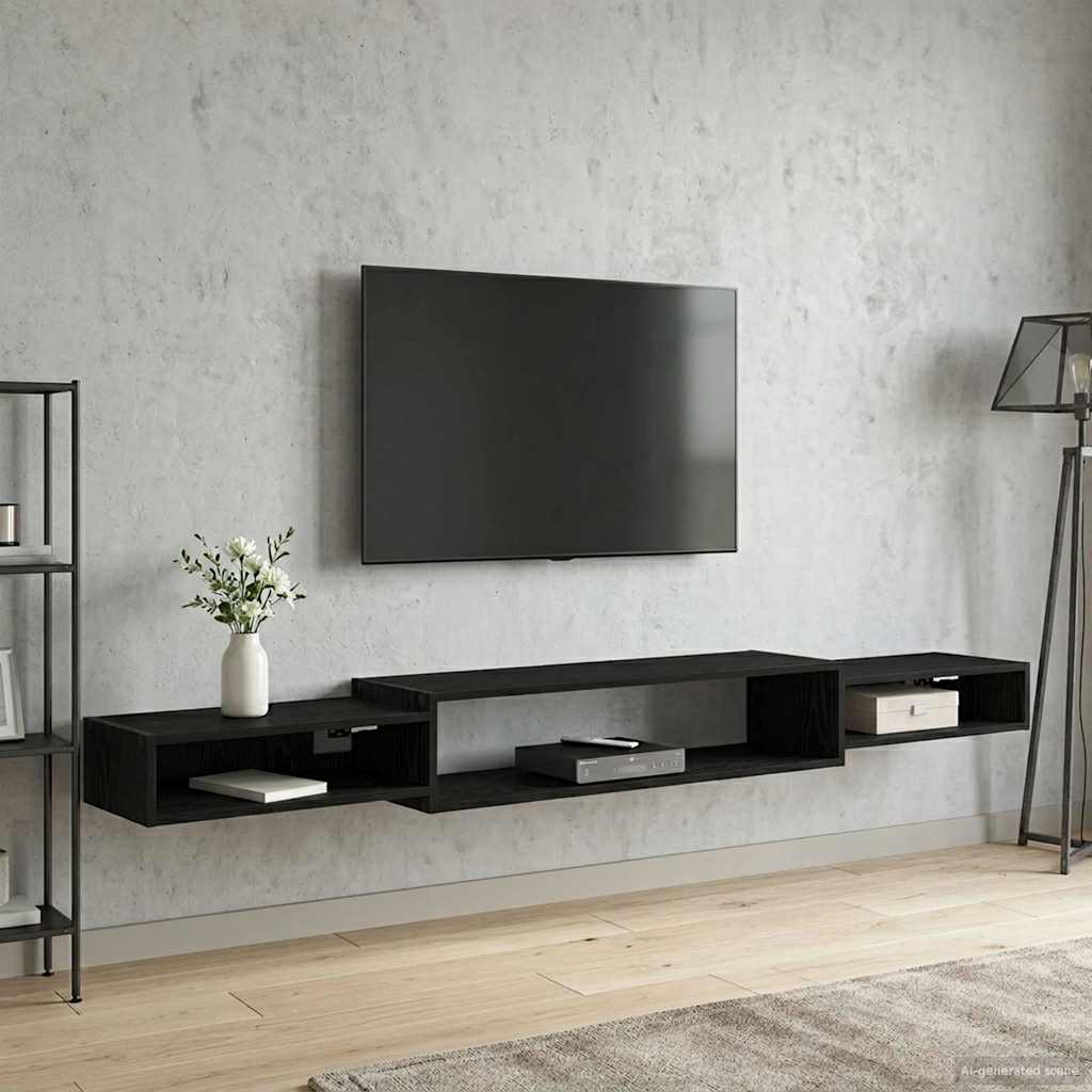 Wall-mounted TV Cabinet Wall-Mounted Length 220 cm Black oak