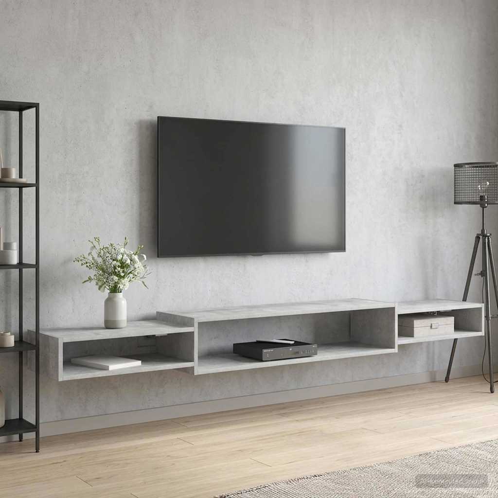 Wall-mounted TV Cabinet Wall-Mounted Length 220 cm Concrete grey