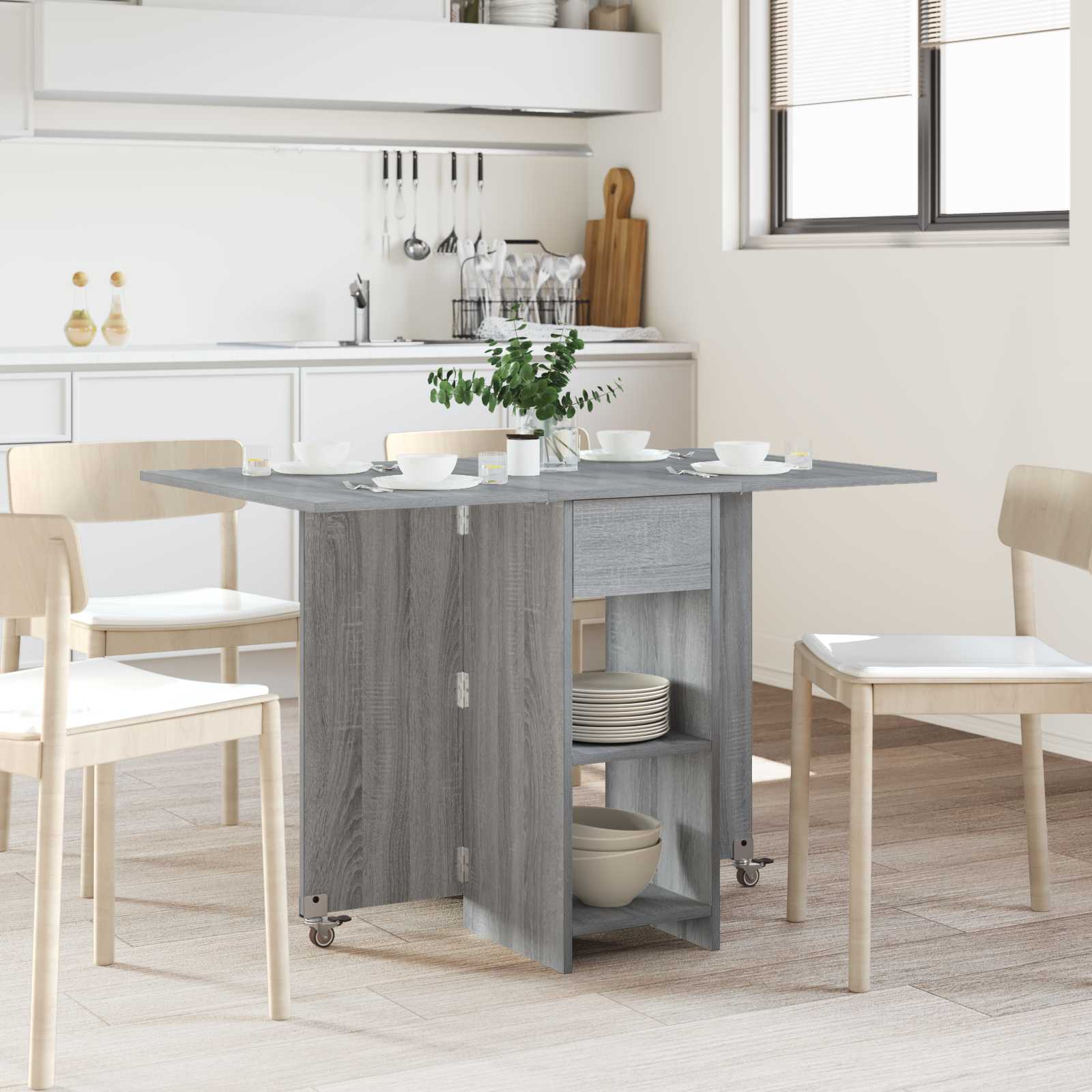 vidaXL Dinning Table 115 x 70 x 75 cm Engineered Wood Grey Sonoma 1