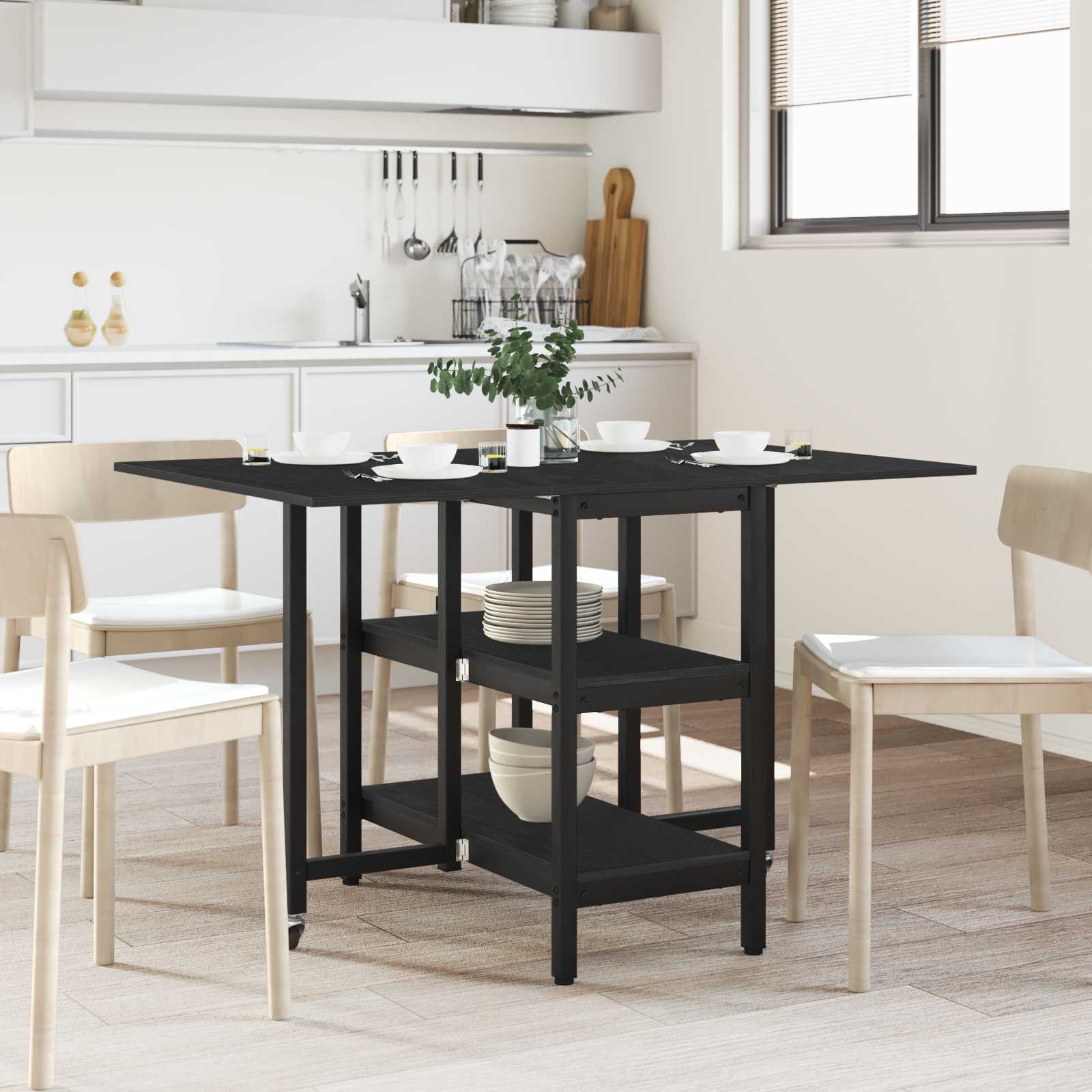 vidaXL Dinning Table 122 x 80 x 76.5 cm Engineered Wood Black Oak 1