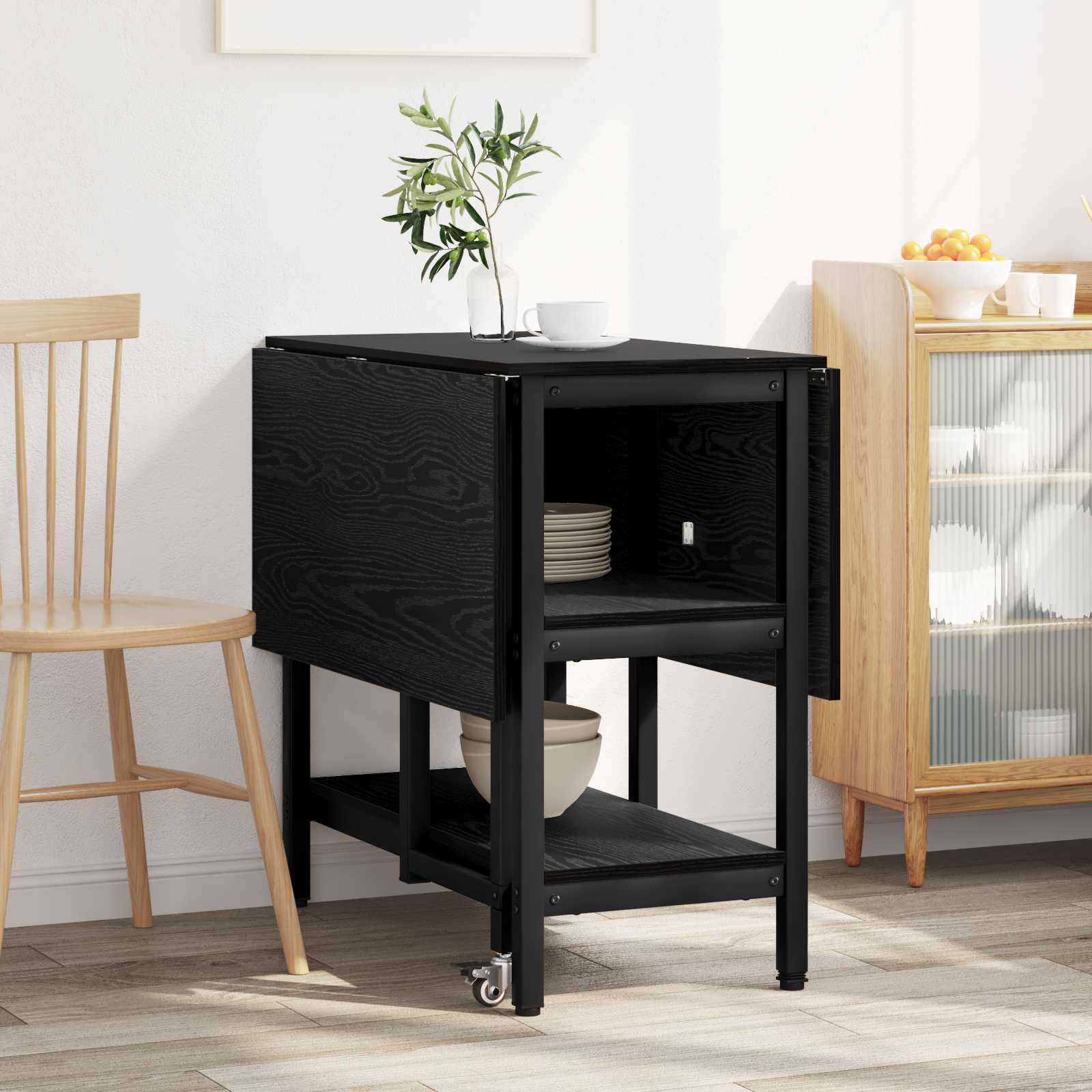 vidaXL Dinning Table 122 x 80 x 76.5 cm Engineered Wood Black Oak 4