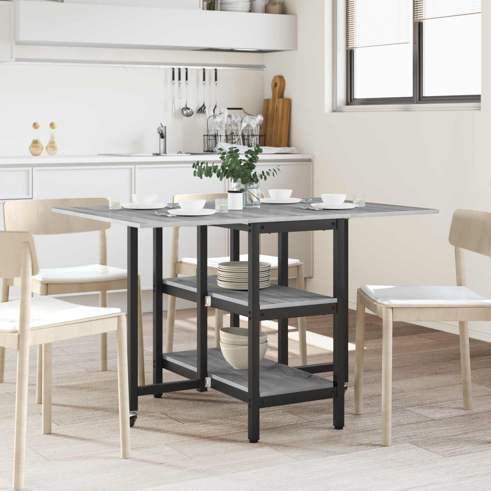 vidaXL Dinning Table 122 x 80 x 76.5 cm Engineered Wood Grey Sonoma 1