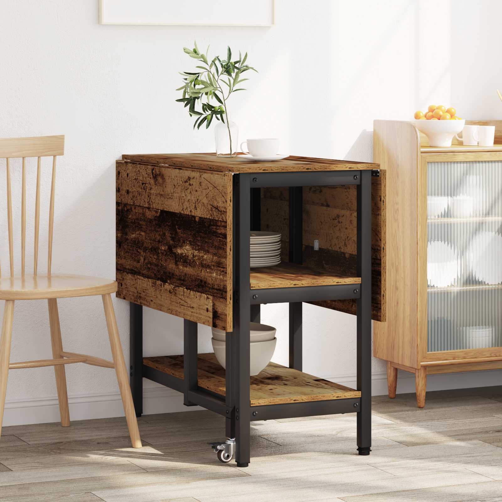 vidaXL Dinning Table 122 x 80 x 76.5 cm Engineered Wood Old Wood 4