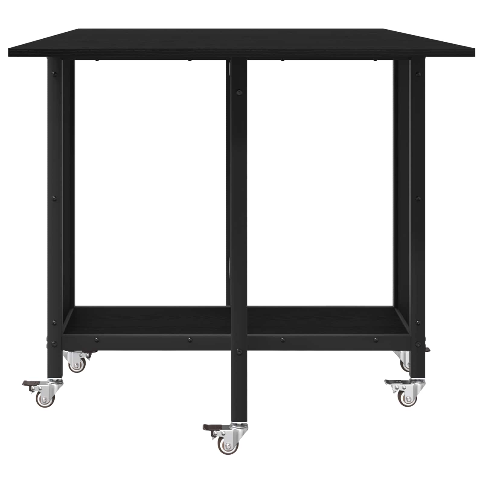 vidaXL Folding Dining Table with Castors 130 x 80 x 76.5 cm Black Oak 6