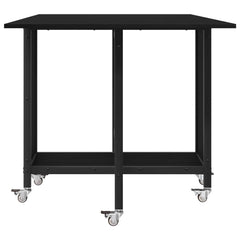 vidaXL Folding Dining Table with Castors 130 x 80 x 76.5 cm Black Oak 6