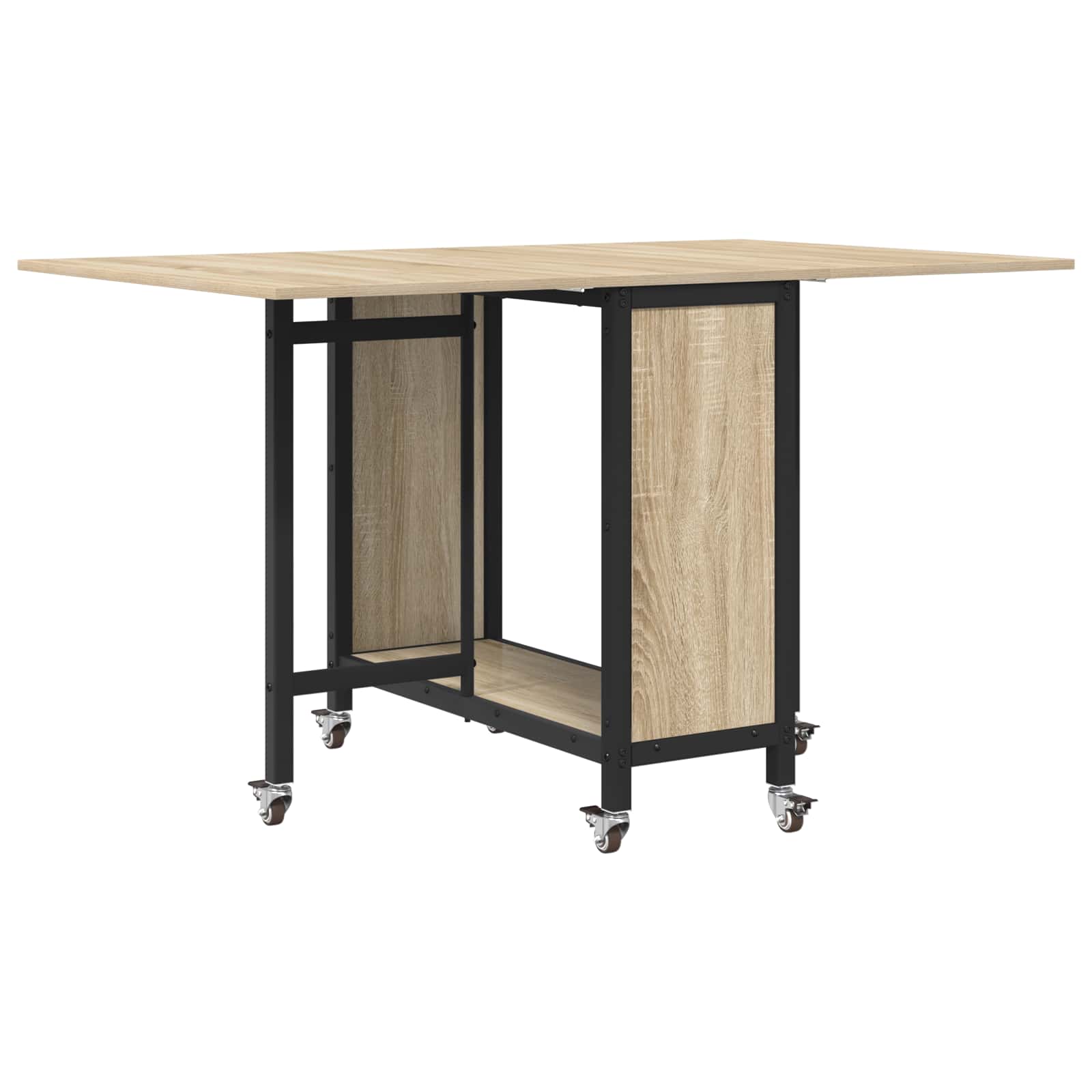 vidaXL Folding Dining Table with Castors 130 x 80 x 76.5 cm steel PB 2