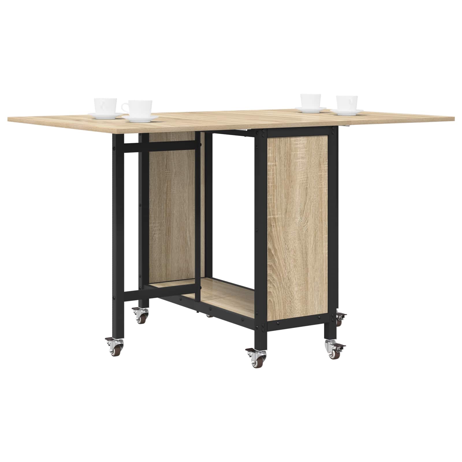 vidaXL Folding Dining Table with Castors 130 x 80 x 76.5 cm steel PB 3