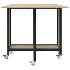 vidaXL Folding Dining Table with Castors 130 x 80 x 76.5 cm steel PB 6