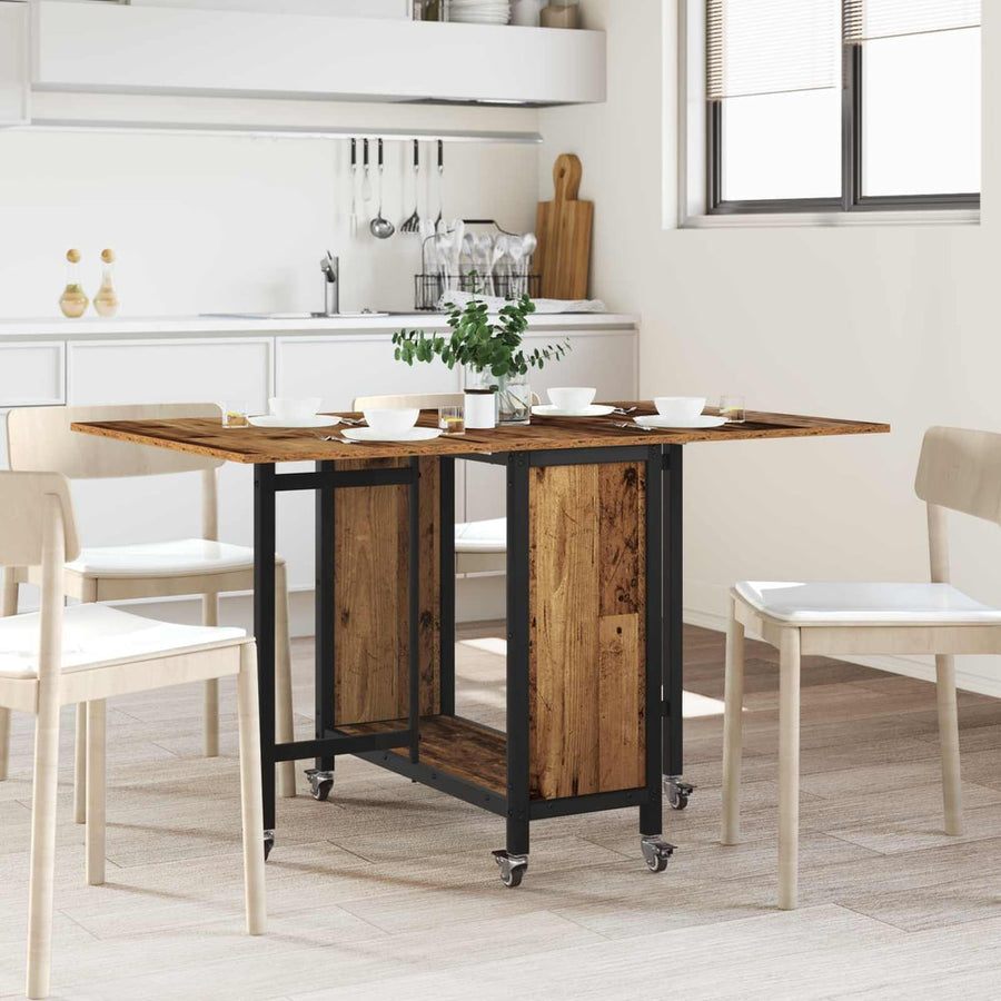 Folding Dining Table with Castors Steel PB