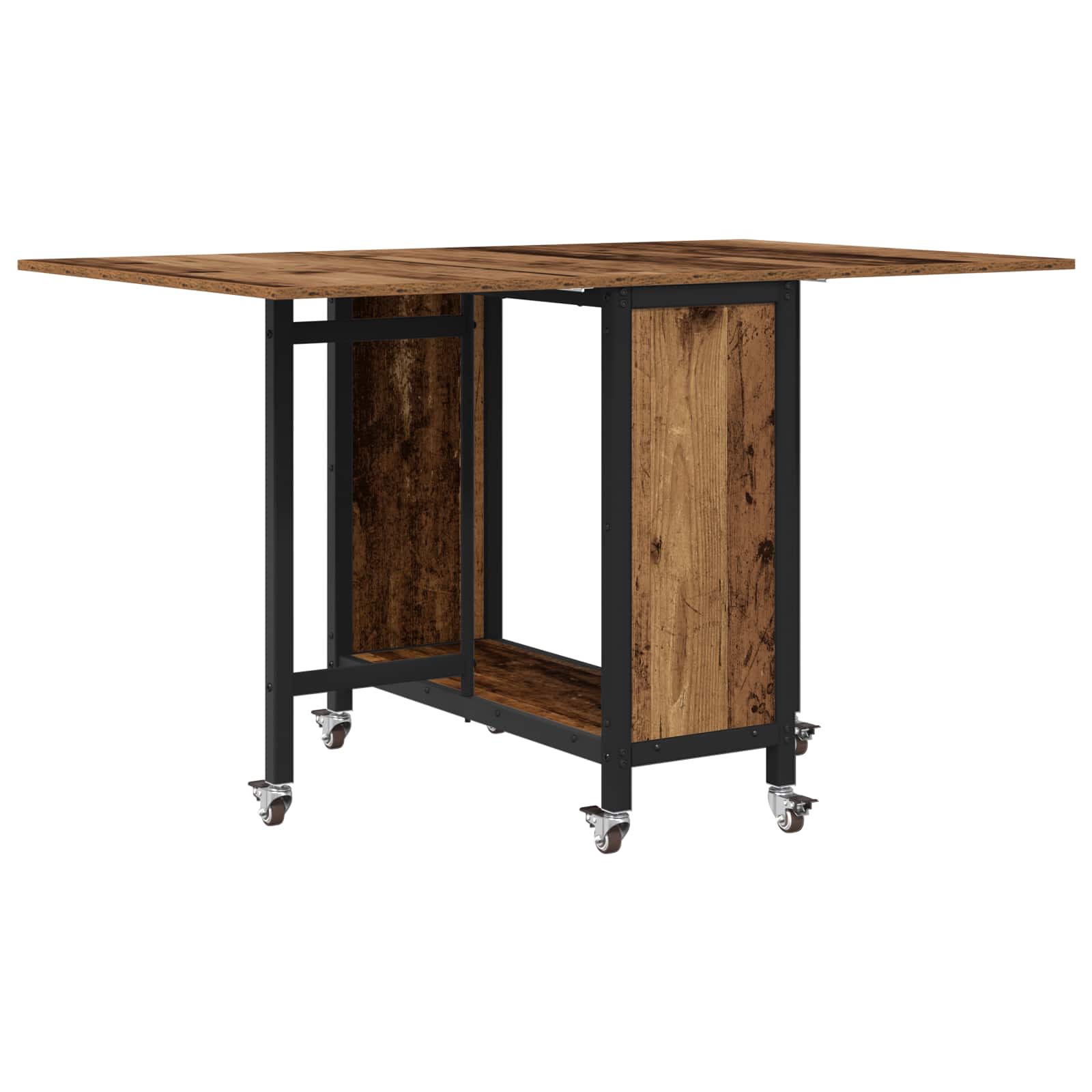 vidaXL Folding Dining Table with Castors 130 x 80 x 76.5 cm steel PB 2