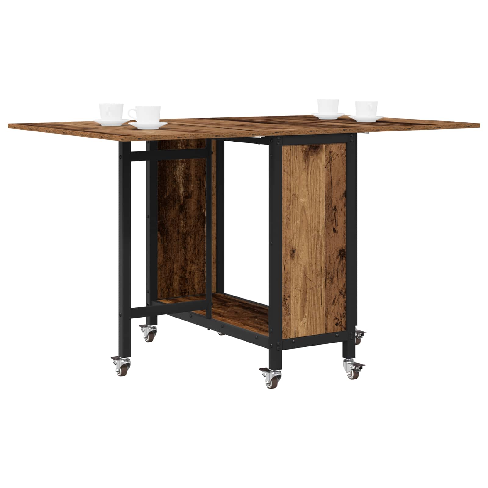 vidaXL Folding Dining Table with Castors 130 x 80 x 76.5 cm steel PB 3
