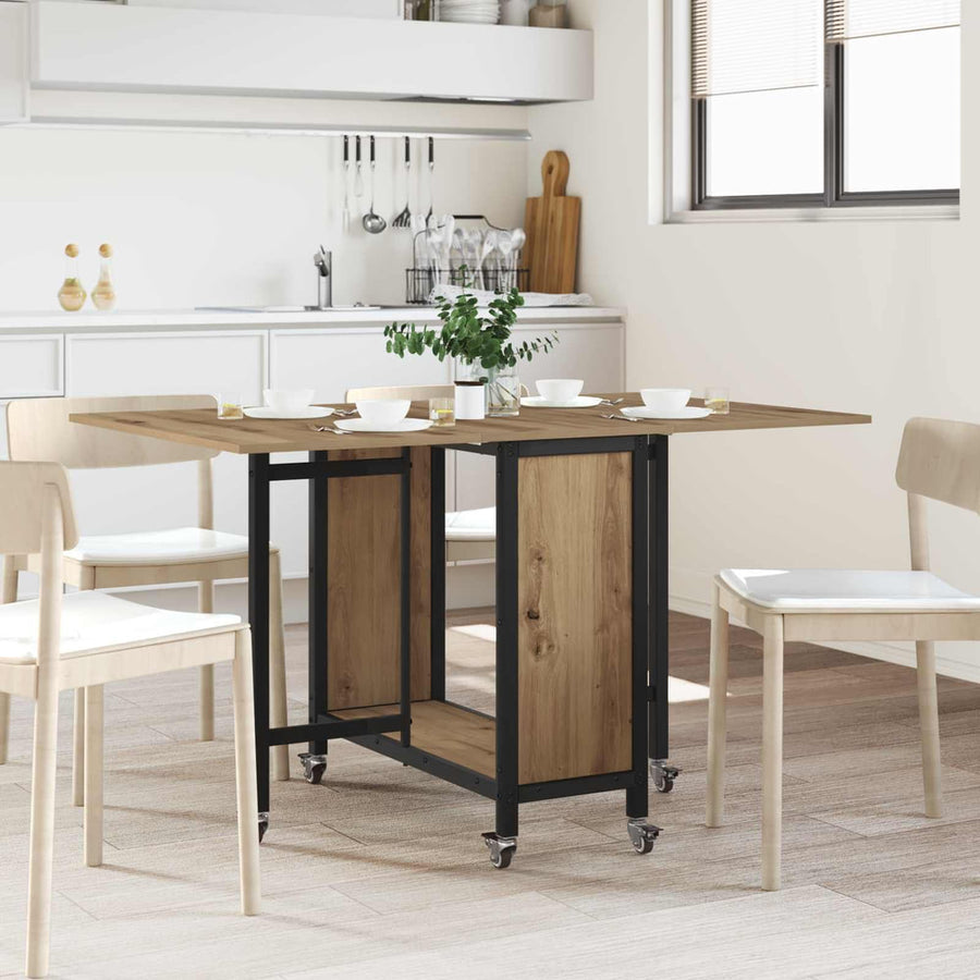 Folding Dining Table with Castors Steel PB