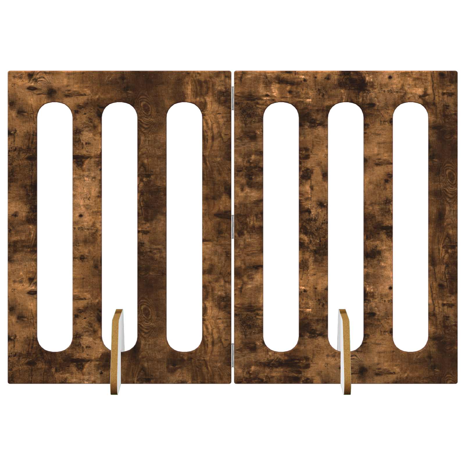 vidaXL Folding Pet Fence 2 pcs Smoked Oak 100.5 x 38 x 70 cm 2