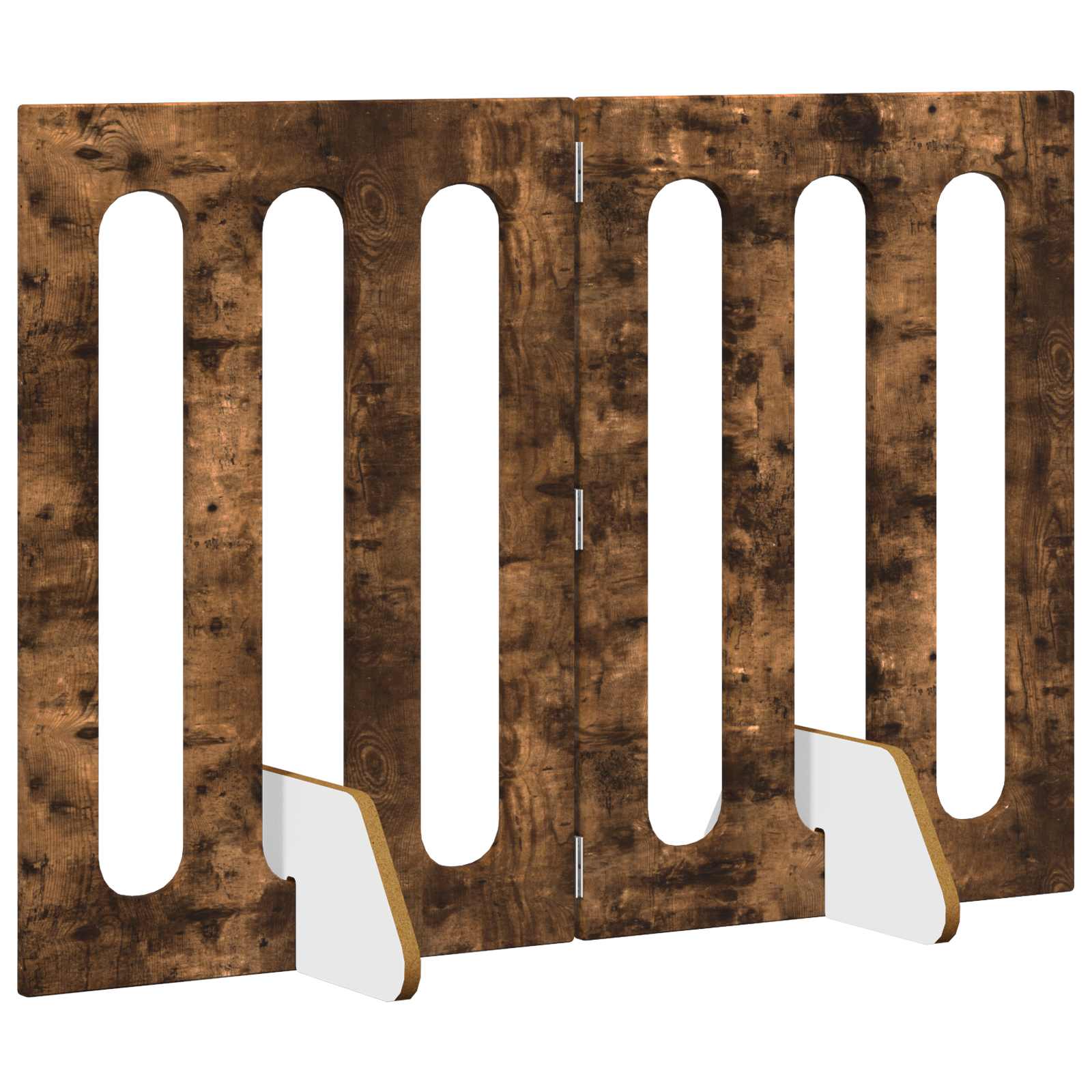 vidaXL Folding Pet Fence 2 pcs Smoked Oak 100.5 x 38 x 70 cm 3