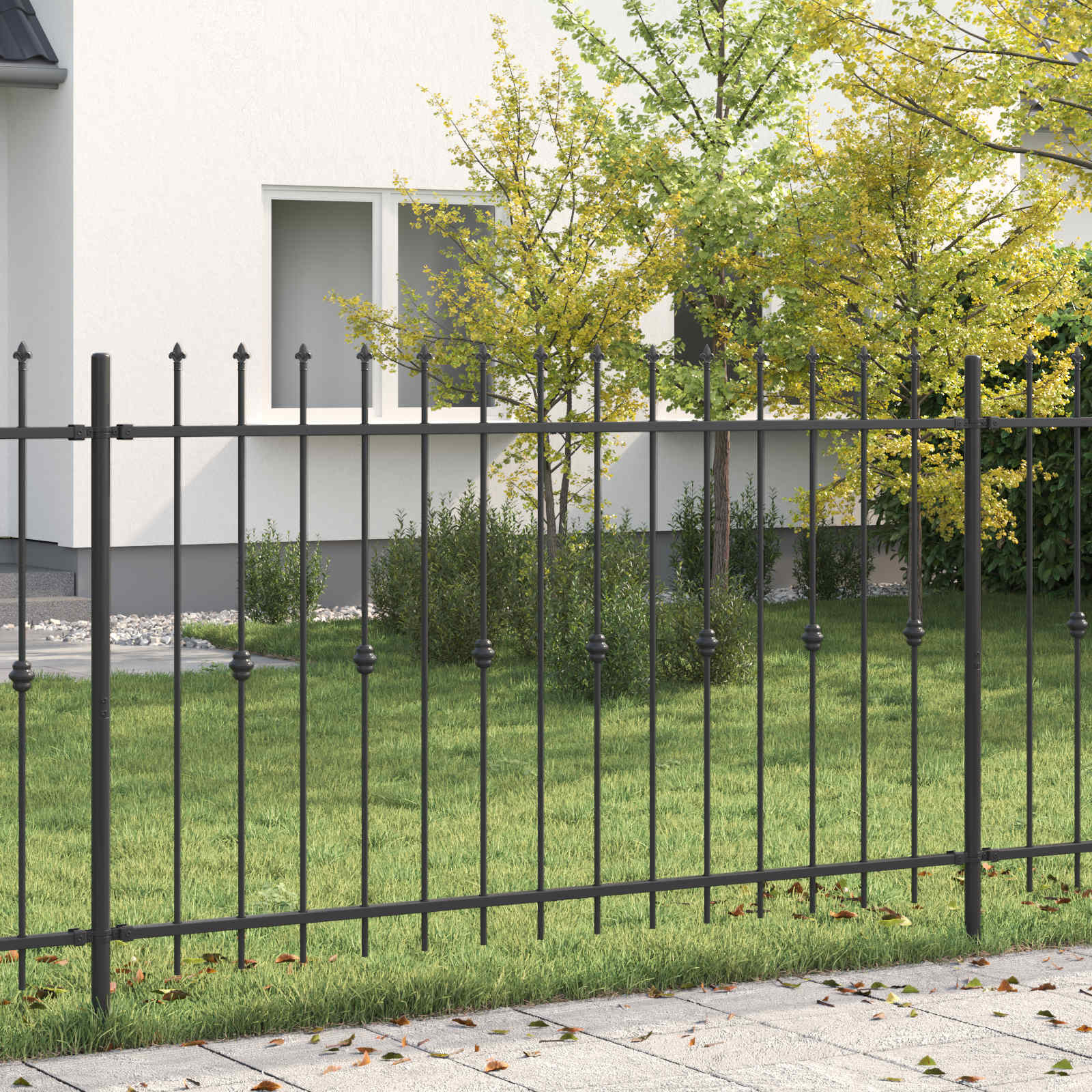 vidaXL Spike Fence ASTEN 200 x 166 cm Powder-Coated Steel Black 1