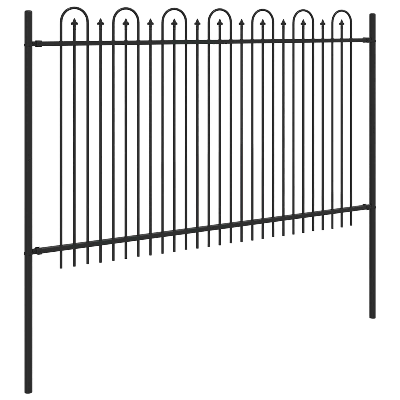 vidaXL Spike Arch Fence DRONTEN 200 x 166 cm Powder-Coated Steel Black 4