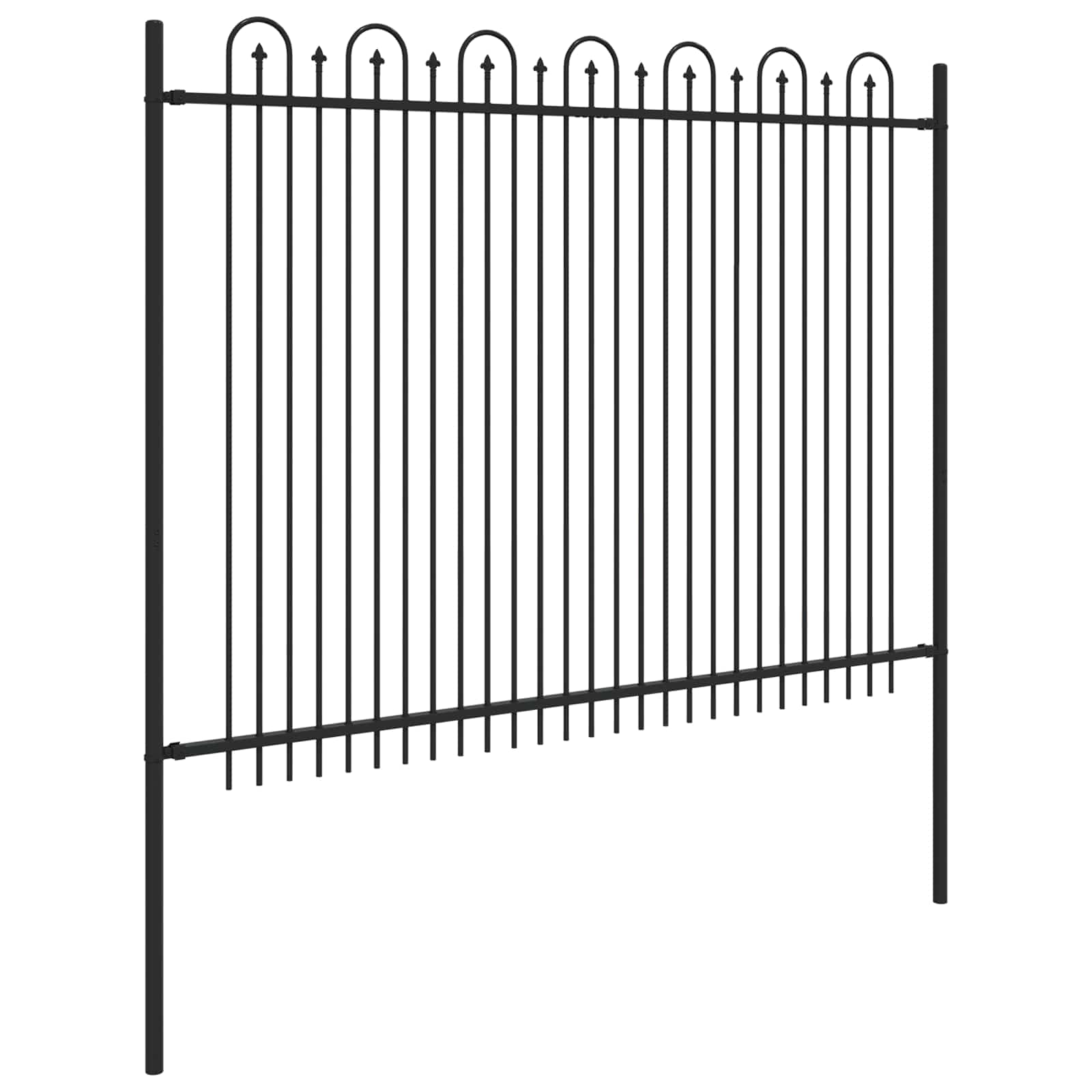 vidaXL Spike Arch Fence DRONTEN 200 x 200 cm Powder-Coated Steel Black 4