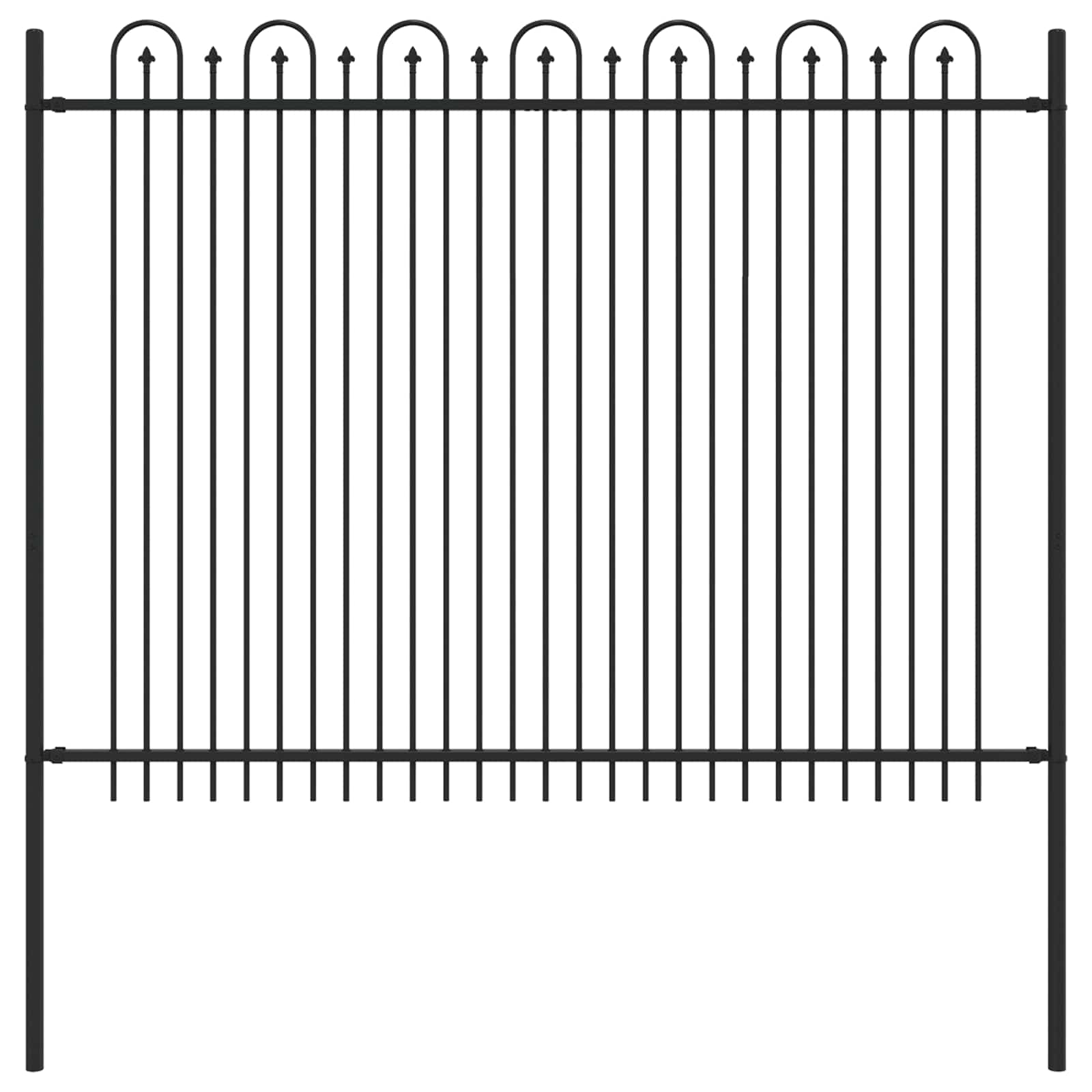 vidaXL Spike Arch Fence DRONTEN 200 x 200 cm Powder-Coated Steel Black 2