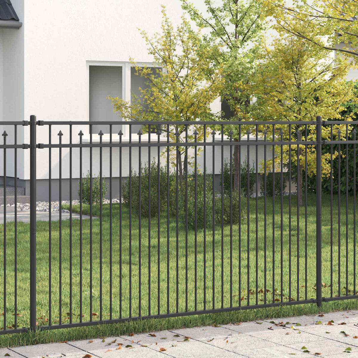 vidaXL Spike Fence BAARLO 200 x 116 cm Powder-Coated Steel Black 1