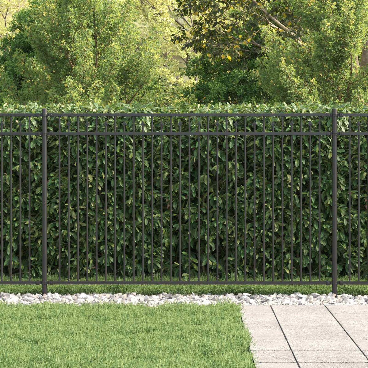 vidaXL Spike Fence BAARLO 200 x 116 cm Powder-Coated Steel Black 3