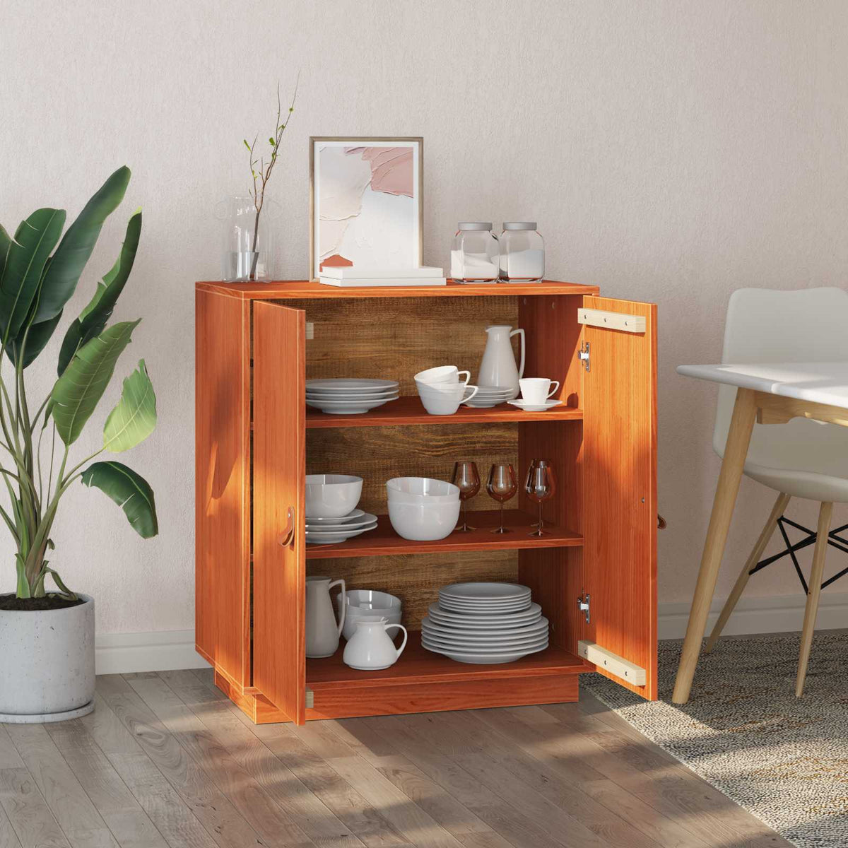vidaXL Sideboard Wax Brown 65.5 x 40 x 75 cm Solid Pine Wood 4