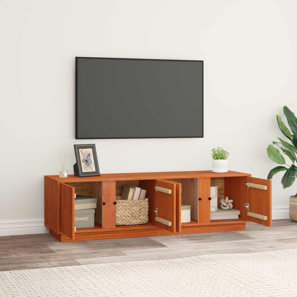 TV Cabinet 140x40x40 cm Solid Wood Pine Wax brown