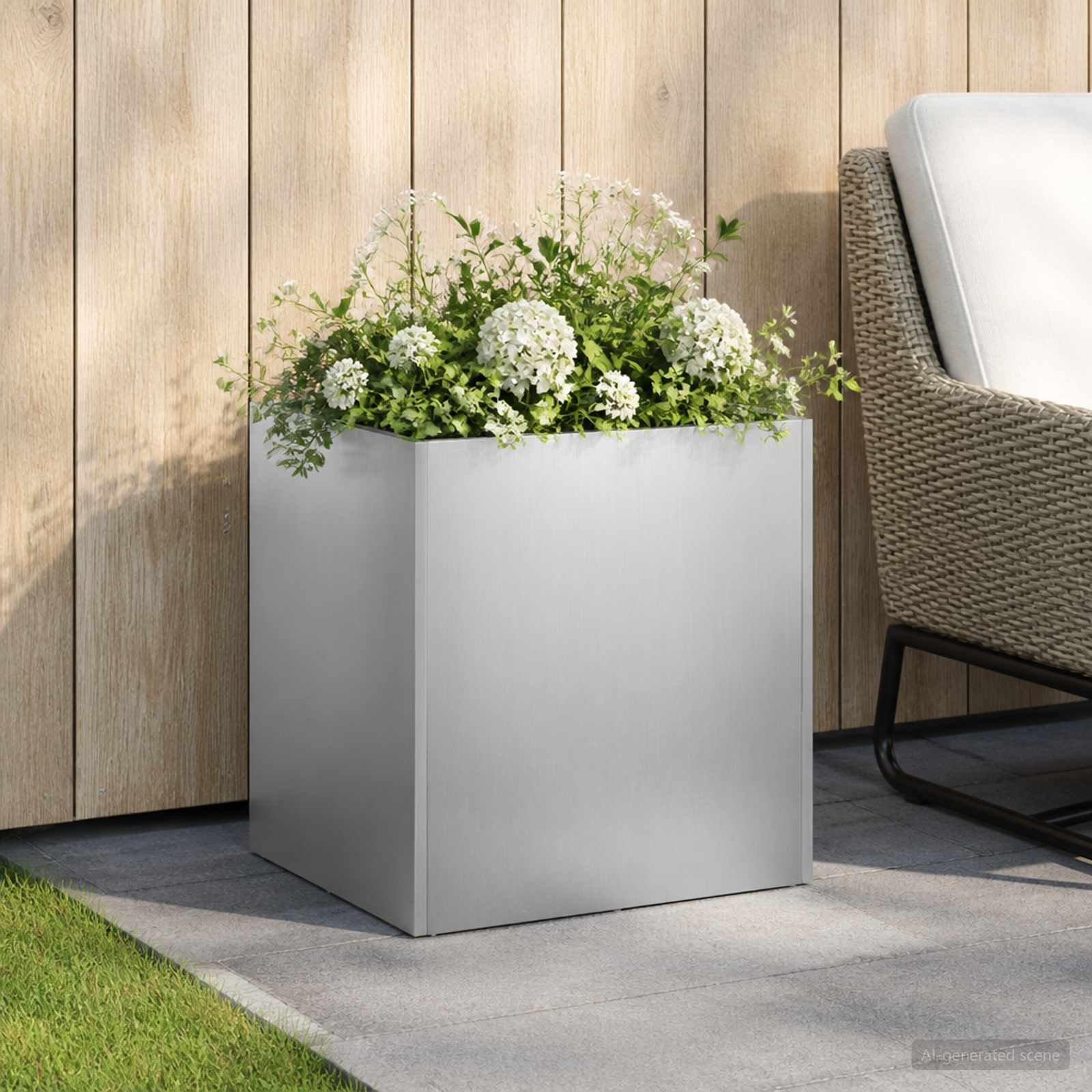 vidaXL Garden Planter Silver 20 x 20 x 20 cm Stainless Steel 1