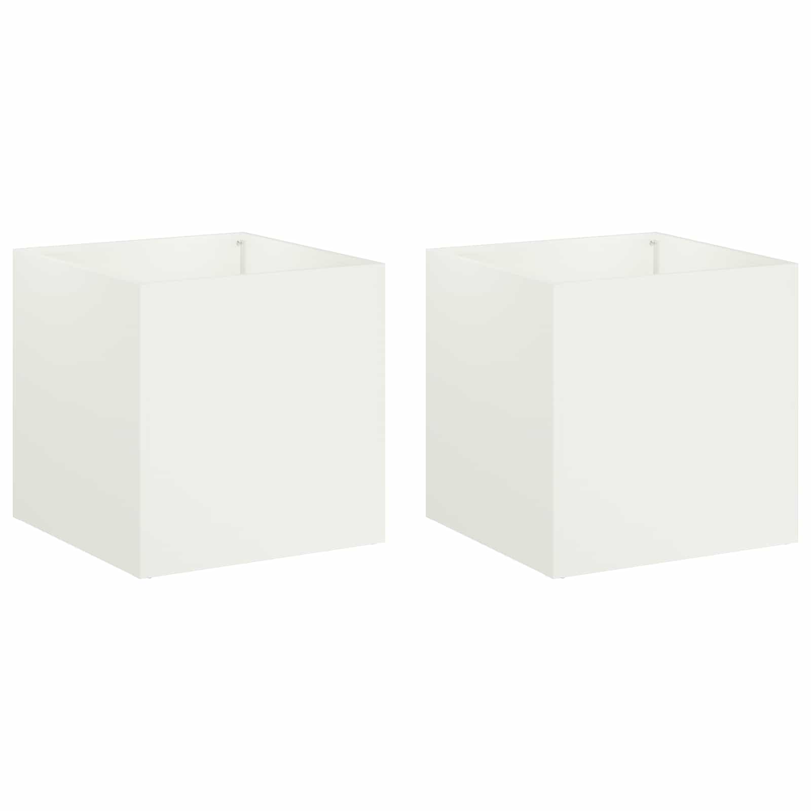 vidaXL Garden Planter 2 pcs White 25 x 25 x 25 cm Cold-rolled Steel 2