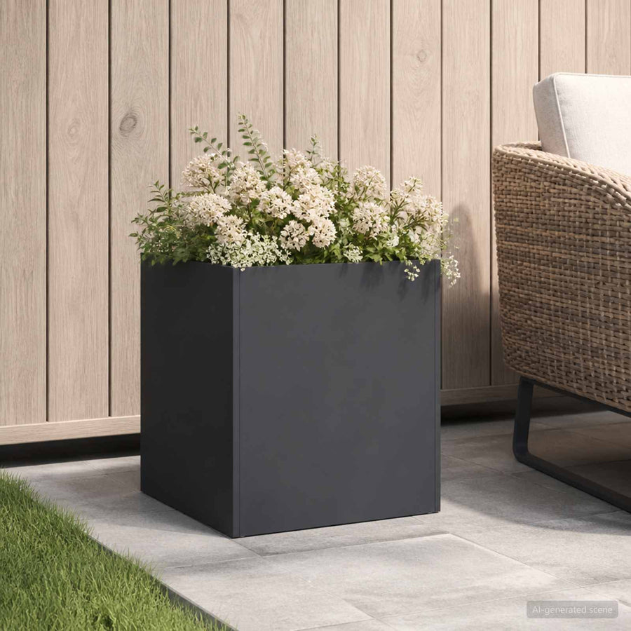 vidaXL Garden Planter Black 35 x 35 x 35 cm Cold-rolled Steel 1