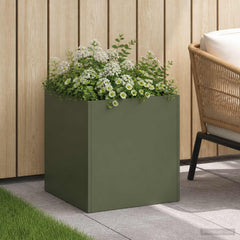 vidaXL Garden Planter Olive Green 35 x 35 x 35 cm Cold-rolled Steel 1