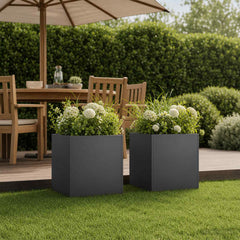 vidaXL Garden Planter 2 pcs Black 45 x 45 x 45 cm Cold-rolled Steel 1