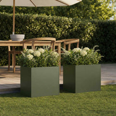 vidaXL Garden Planter 2 pcs Olive Green 45 x 45 x 45 cm 1