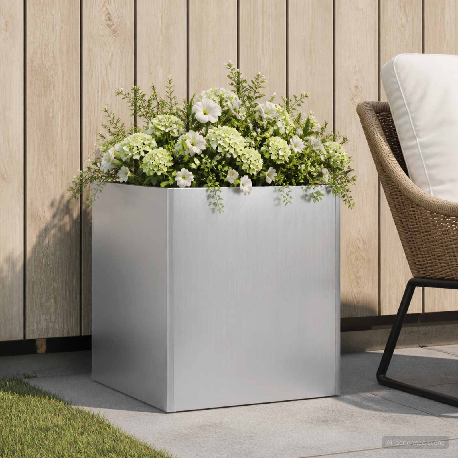 vidaXL Garden Planter Silver 45 x 45 x 45 cm Galvanised Steel 1