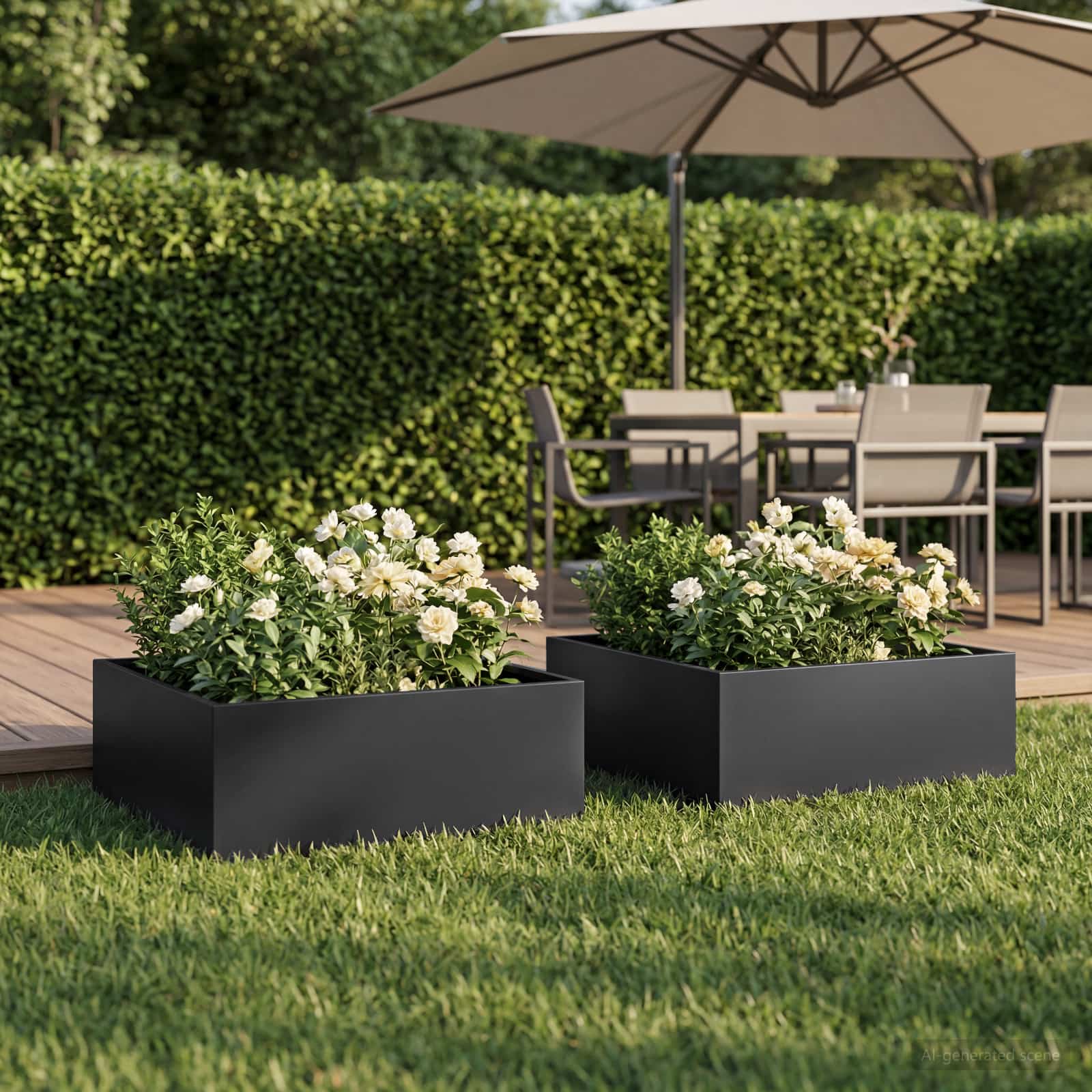 vidaXL Garden Planter 2 pcs Black 40 x 40 x 20 cm Cold-rolled Steel 1