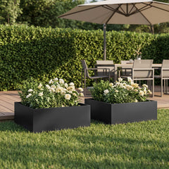 vidaXL Garden Planter 2 pcs Black 40 x 40 x 20 cm Cold-rolled Steel 1