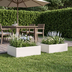 vidaXL Garden Planter 2 pcs White 60 x 60 x 20 cm Cold-rolled Steel 1