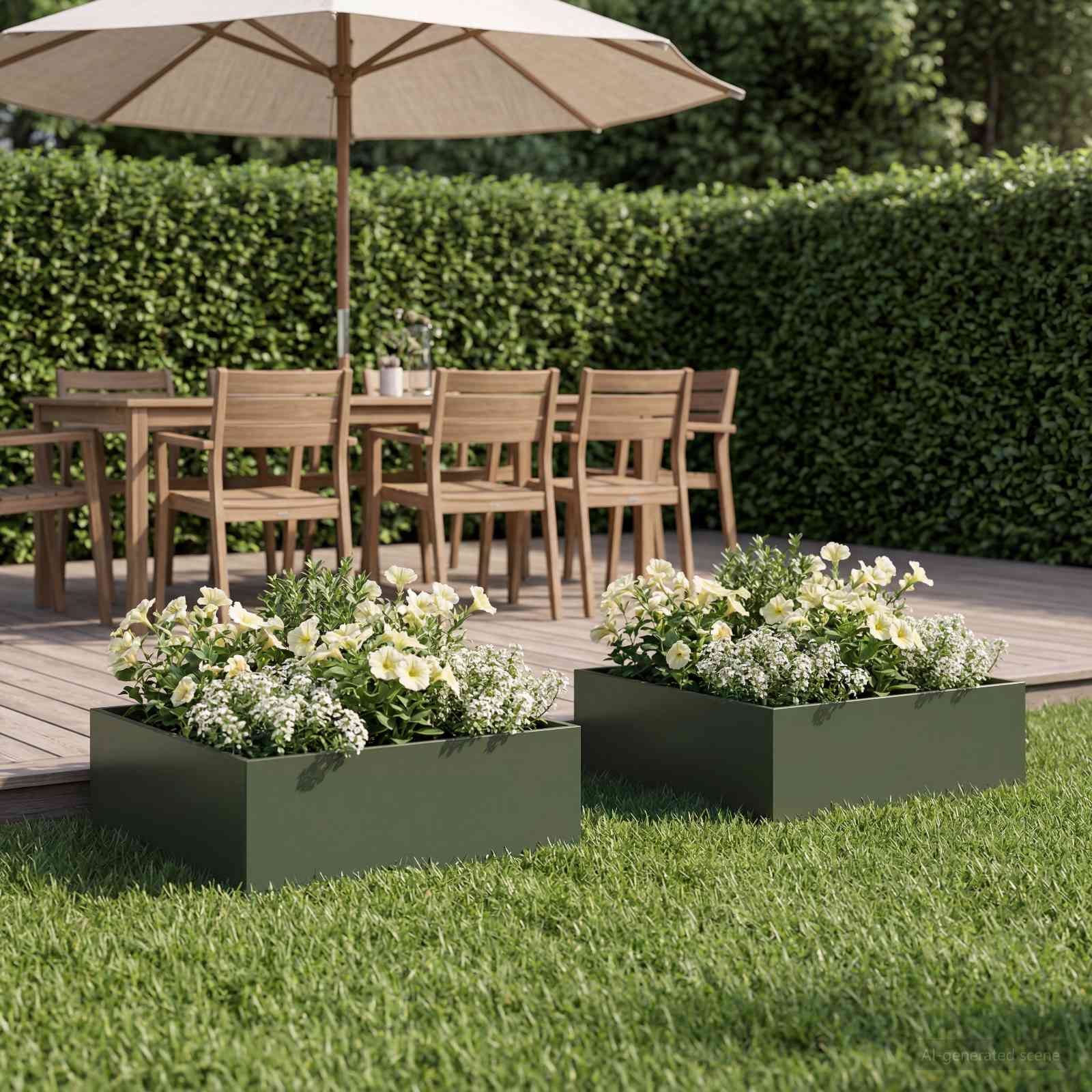 vidaXL Garden Planter 2 pcs Olive Green 60 x 60 x 20 cm 1