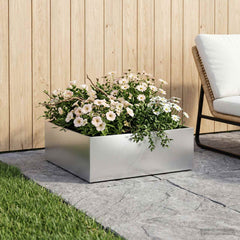 vidaXL Garden Planter Silver 60 x 60 x 20 cm Galvanised Steel 1