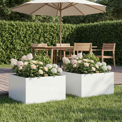Garden Planter Cold-rolled Steel 2 pcs White Depth 60 cm 30 cm