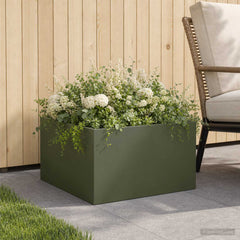 vidaXL Garden Planter Olive Green 40 x 40 x 30 cm Cold-rolled Steel 1