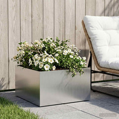 vidaXL Garden Planter Silver 40 x 40 x 30 cm Stainless Steel 1