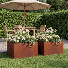 Garden Planter Rusty 2 pcs Weathering Steel Depth 60 cm 30 cm