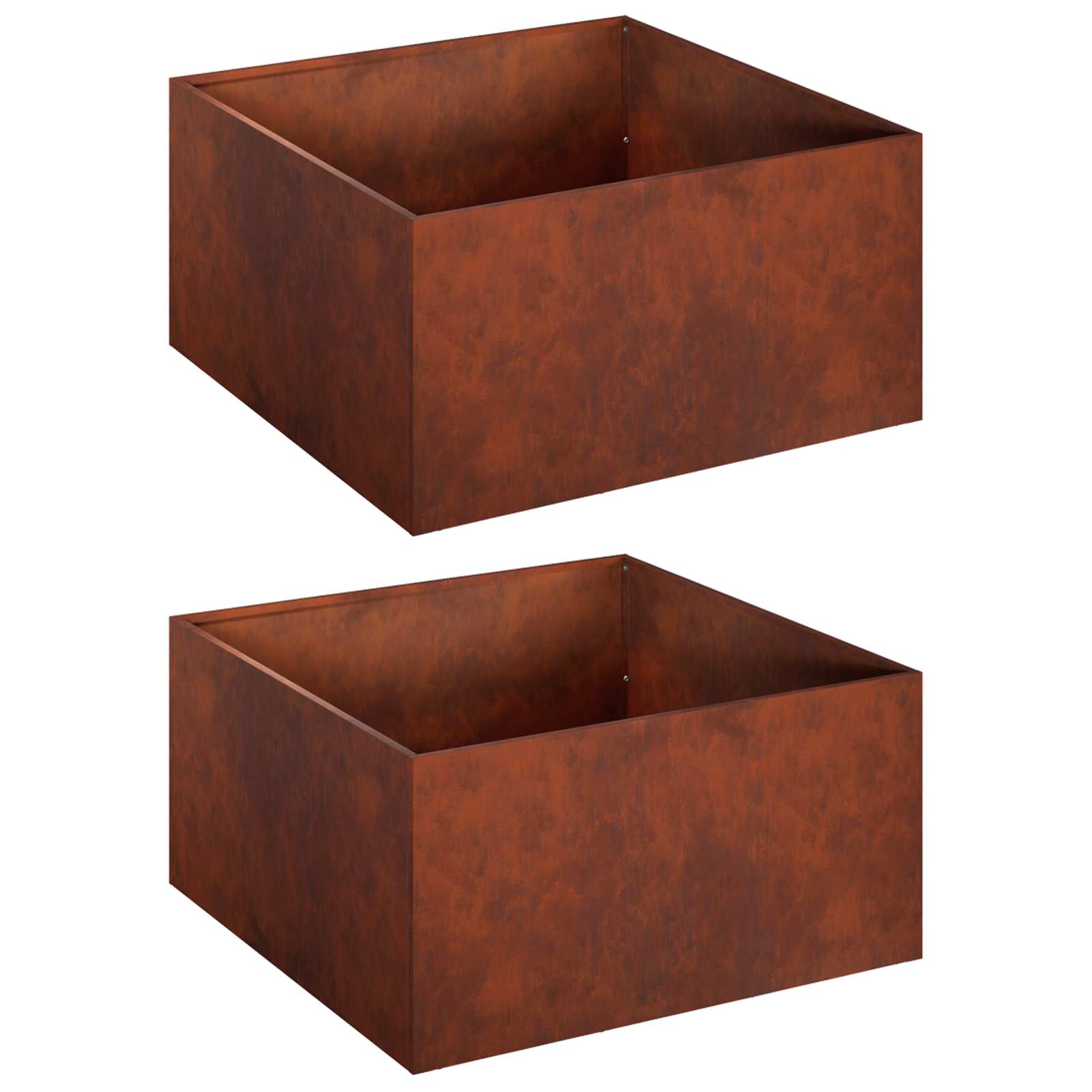 vidaXL Garden Planter 2 pcs Rusty 60 x 60 x 30 cm Weathering Steel 2