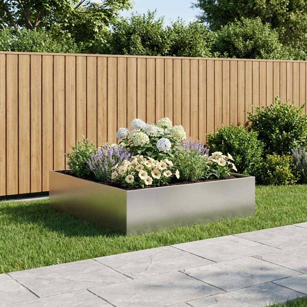 Garden Planter Silver Stainless Steel Height