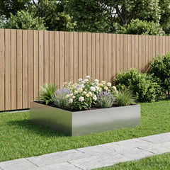 vidaXL Garden Planter Silver Galvanised Steel Height 30 cm
