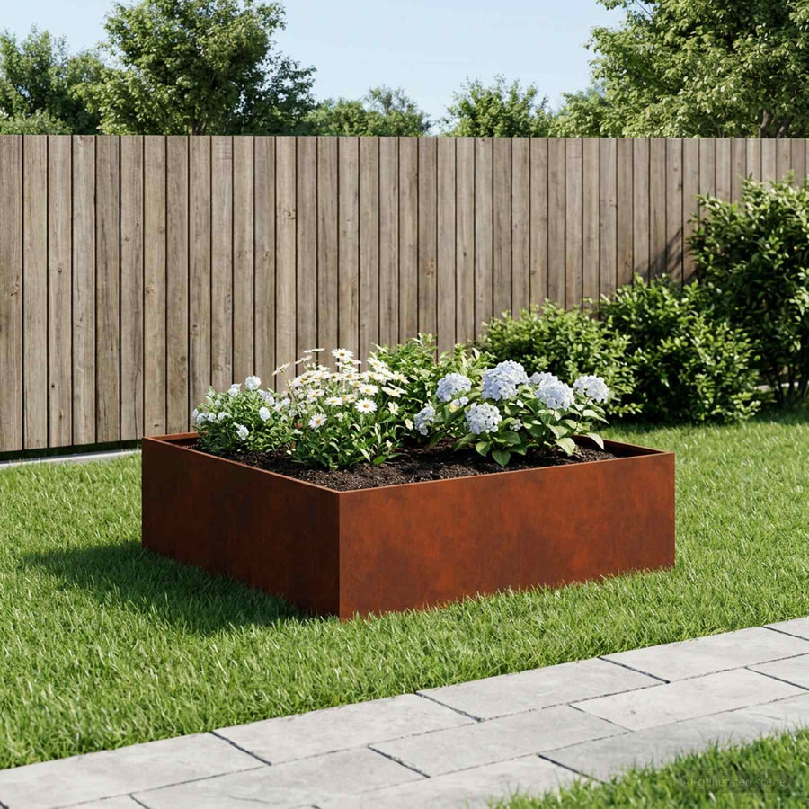 vidaXL Garden Planter Rusty 80 x 80 x 30 cm Weathering Steel 1