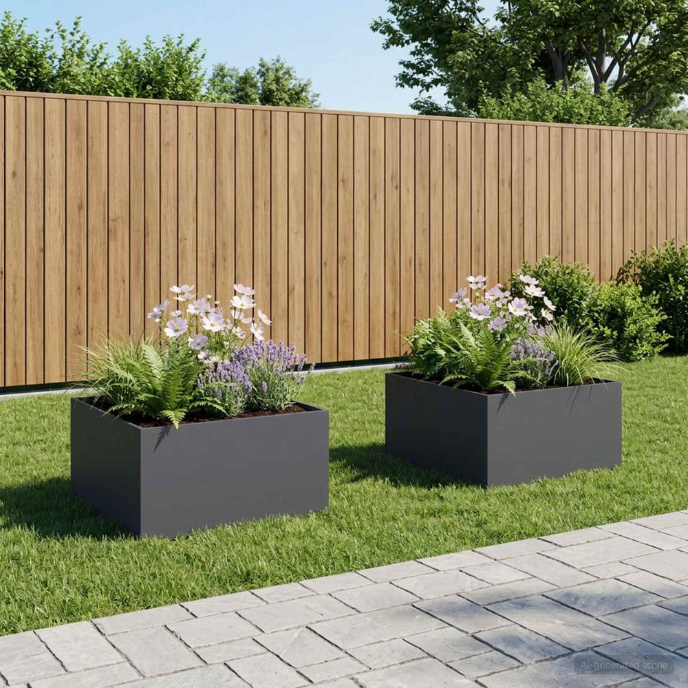 Garden Planter 2 pcs Anthracite Depth 60 cm 40 cm