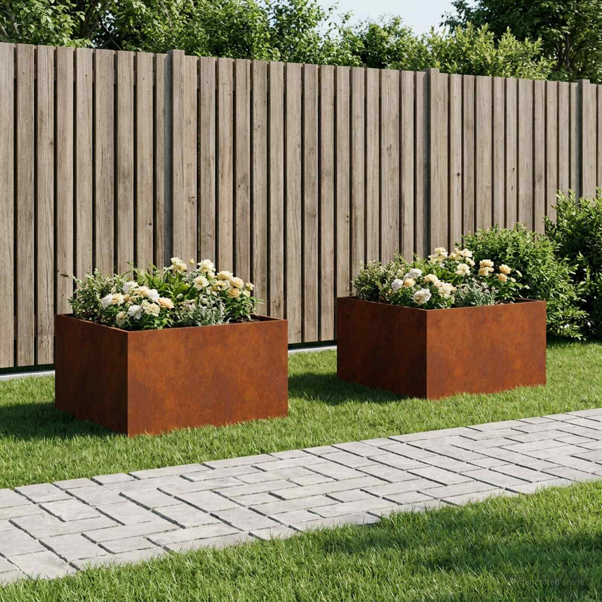 Garden Planter Rusty 2 pcs Weathering Steel Depth 60 cm 40 cm