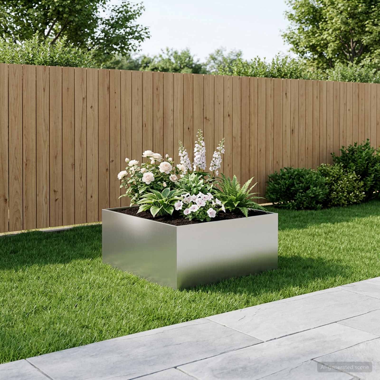vidaXL Garden Planter Silver 80 x 80 x 40 cm Galvanised Steel 1
