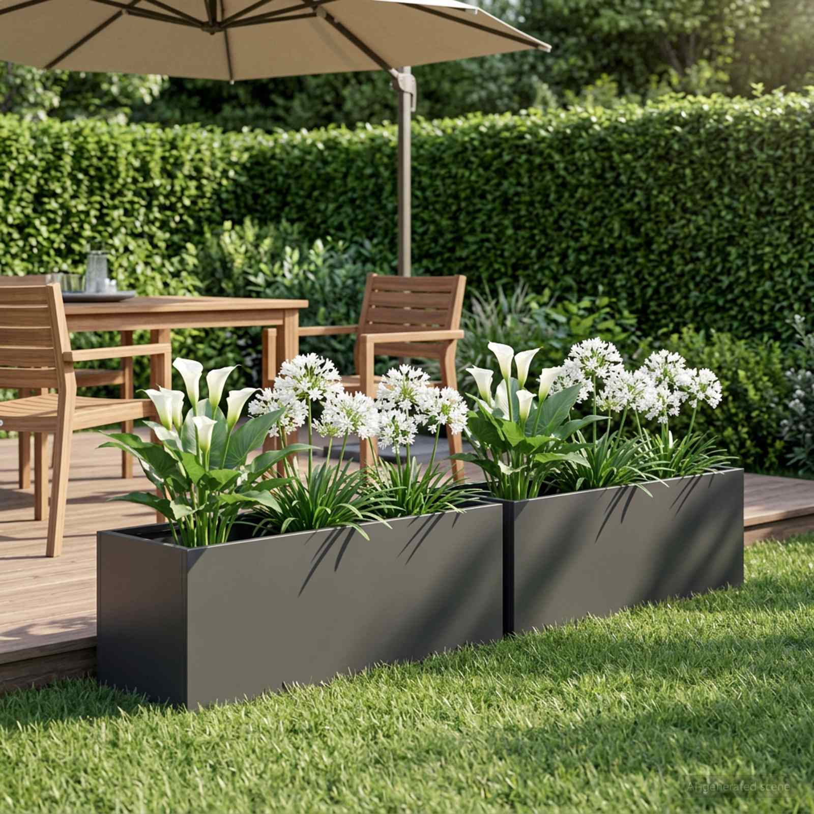 vidaXL Garden Planter 2 pcs Black 40 x 20 x 20 cm Cold-rolled Steel 1